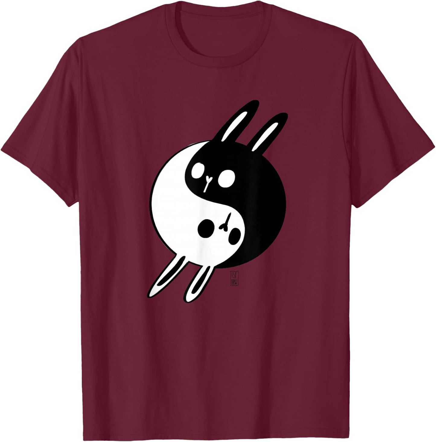 Yin Yang Bunnie Lover Gift Cute Rabbits T-Shirt - T-Shirt | Maroon