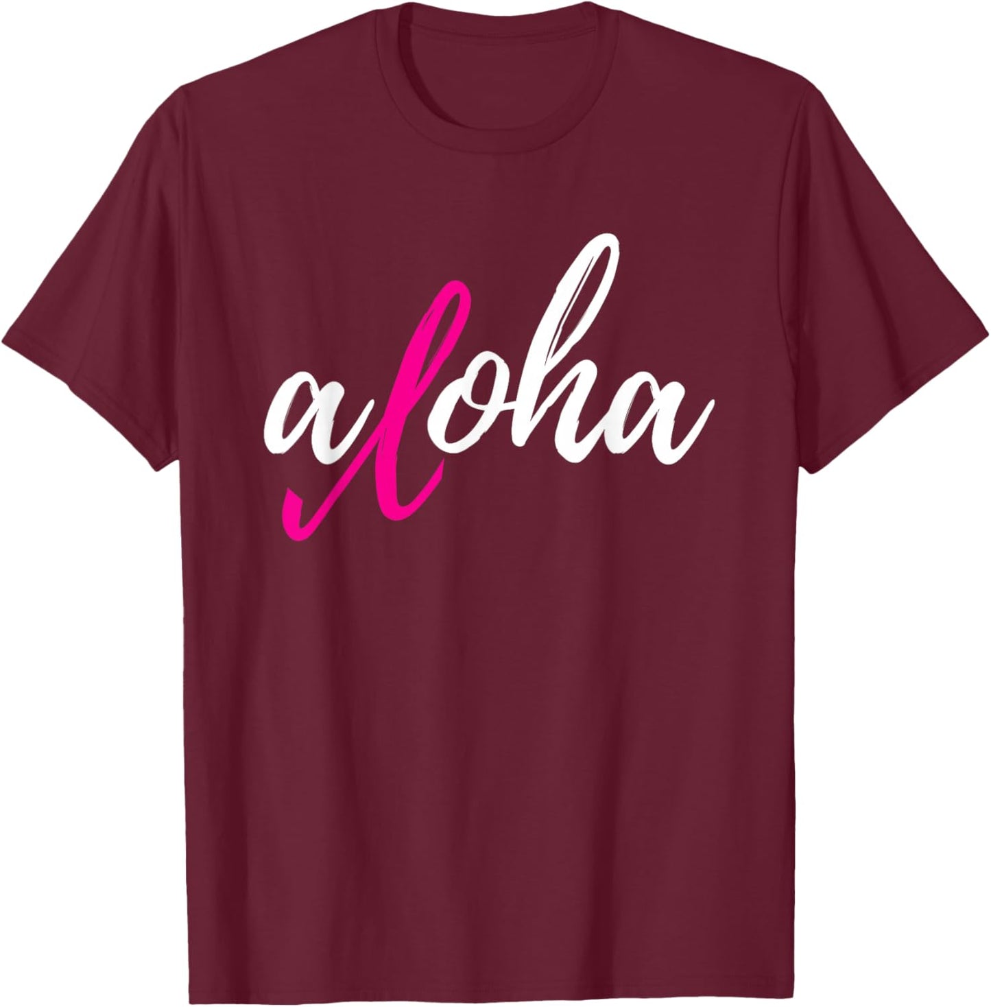 Aloha Pink Ribbon Breast Cancer Awareness T-Shirt - T-Shirt | Maroon