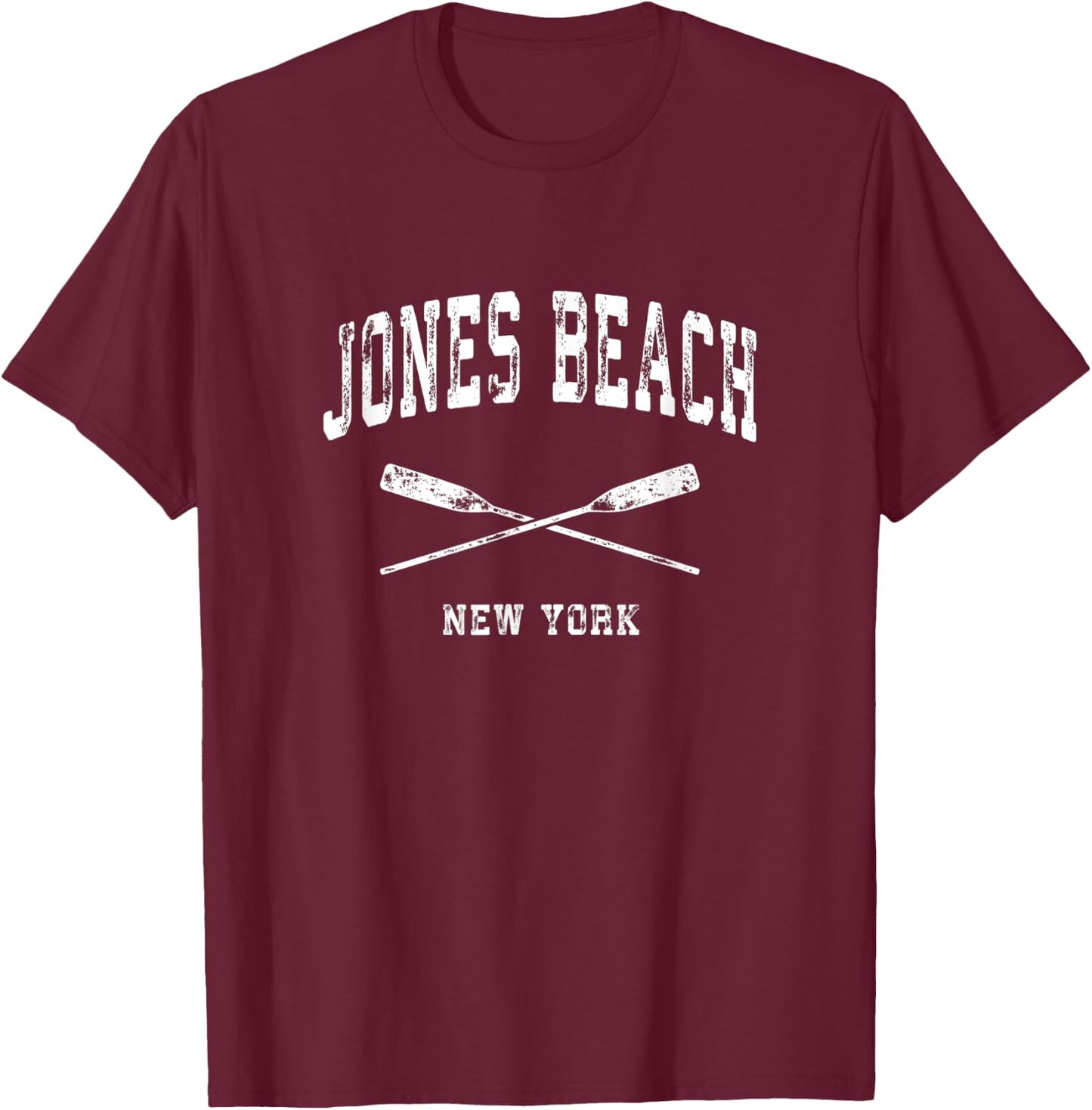 Jones Beach New York Vintage Nautical Crossed Oars Men Women Kids T-Shirt - T-Shirt | Maroon