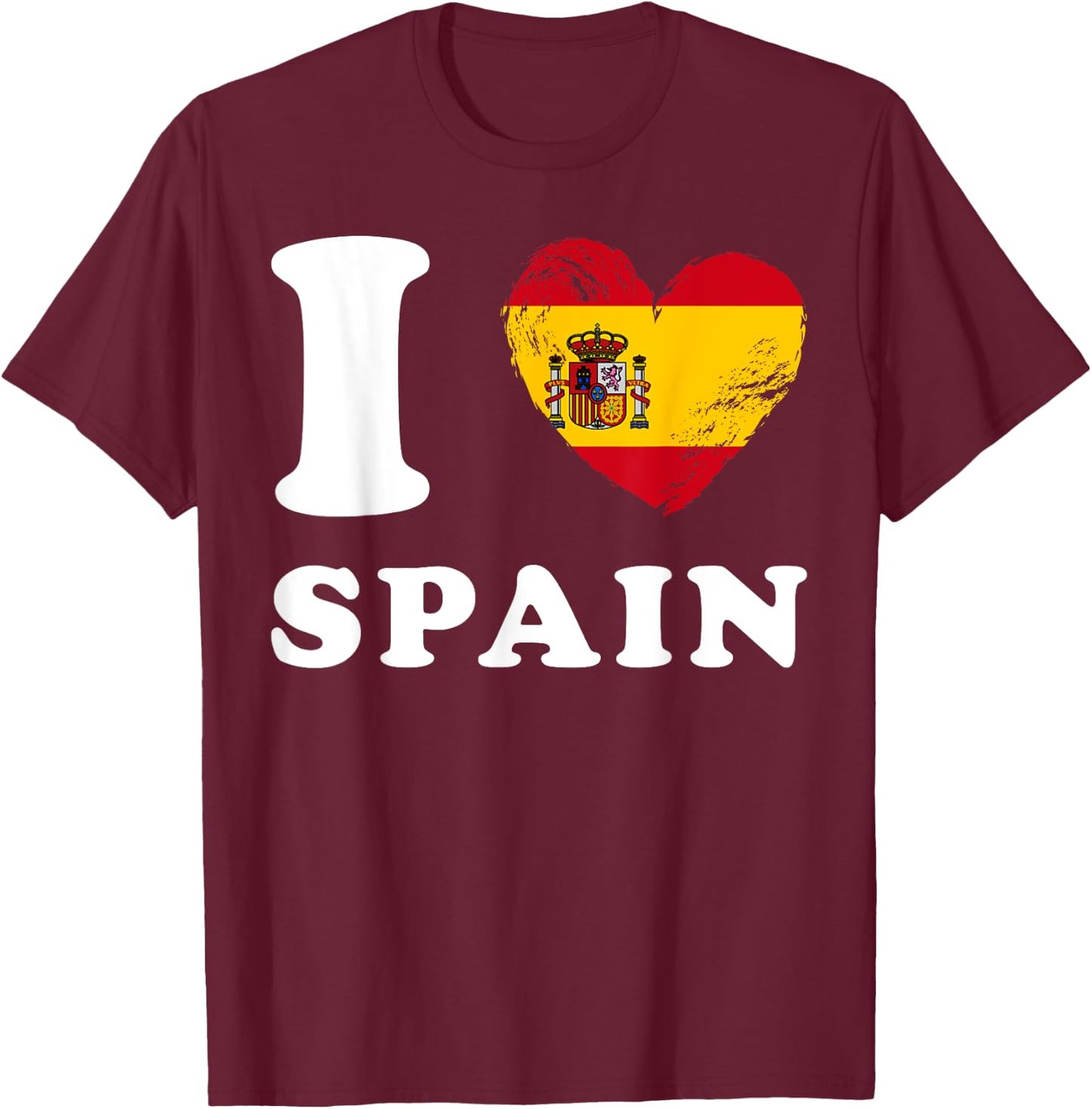 I Love Spain - Heart Flag Spain T-Shirt - T-Shirt | Maroon