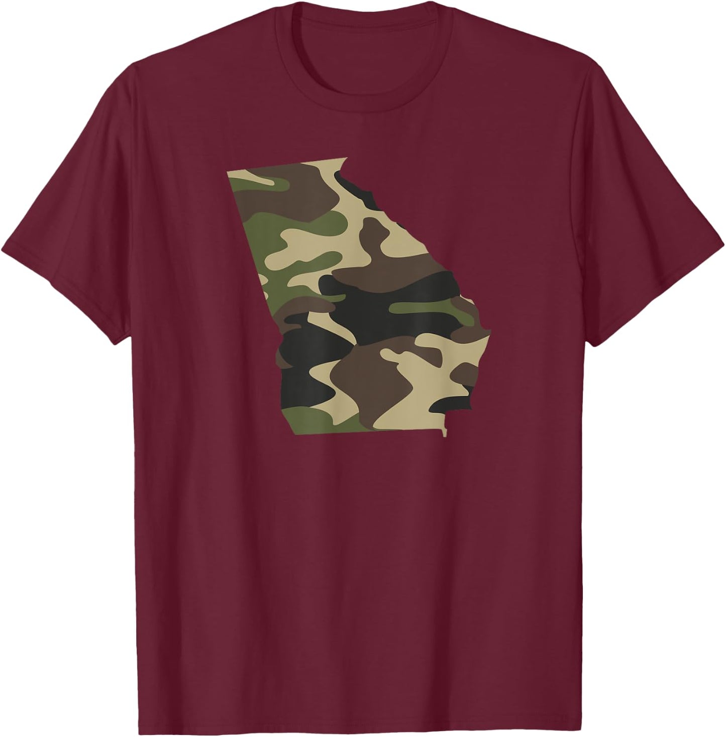 Georgia Military Camo State Outline T-Shirt - T-Shirt | Maroon