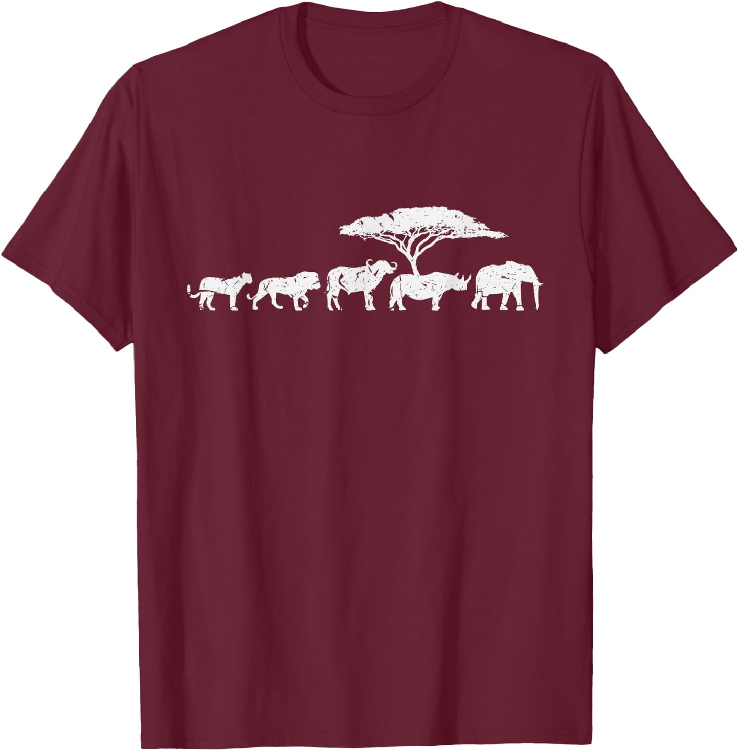 Africa The Big Five Animals T-Shirt - T-Shirt | Maroon