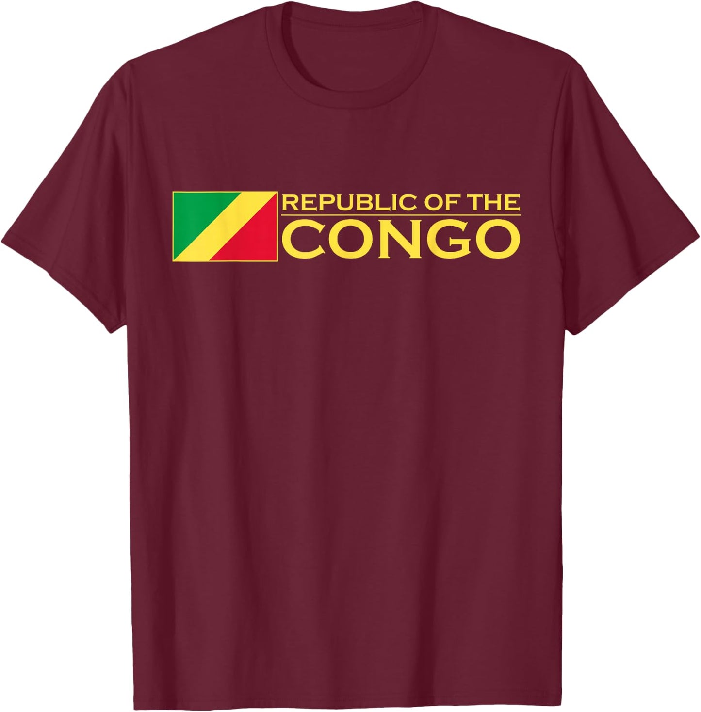 Republic of THE Congo Flag Central Africa Brazzaville T-Shirt - T-Shirt | Maroon