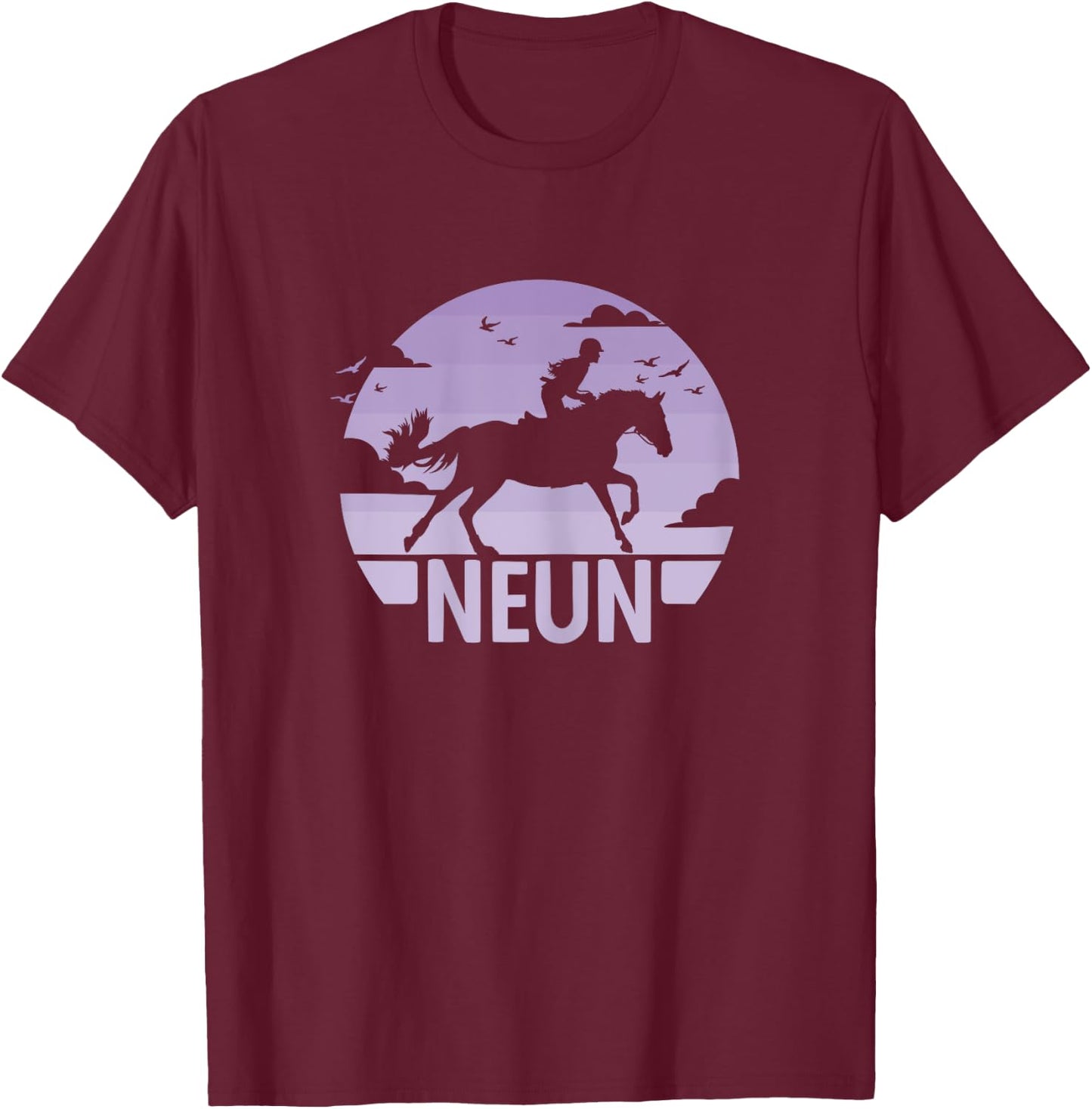 9. Geburtstag Reiterin 9 Jahre Mädchen Pferde Geburtstags T-Shirt - T-Shirt | Maroon
