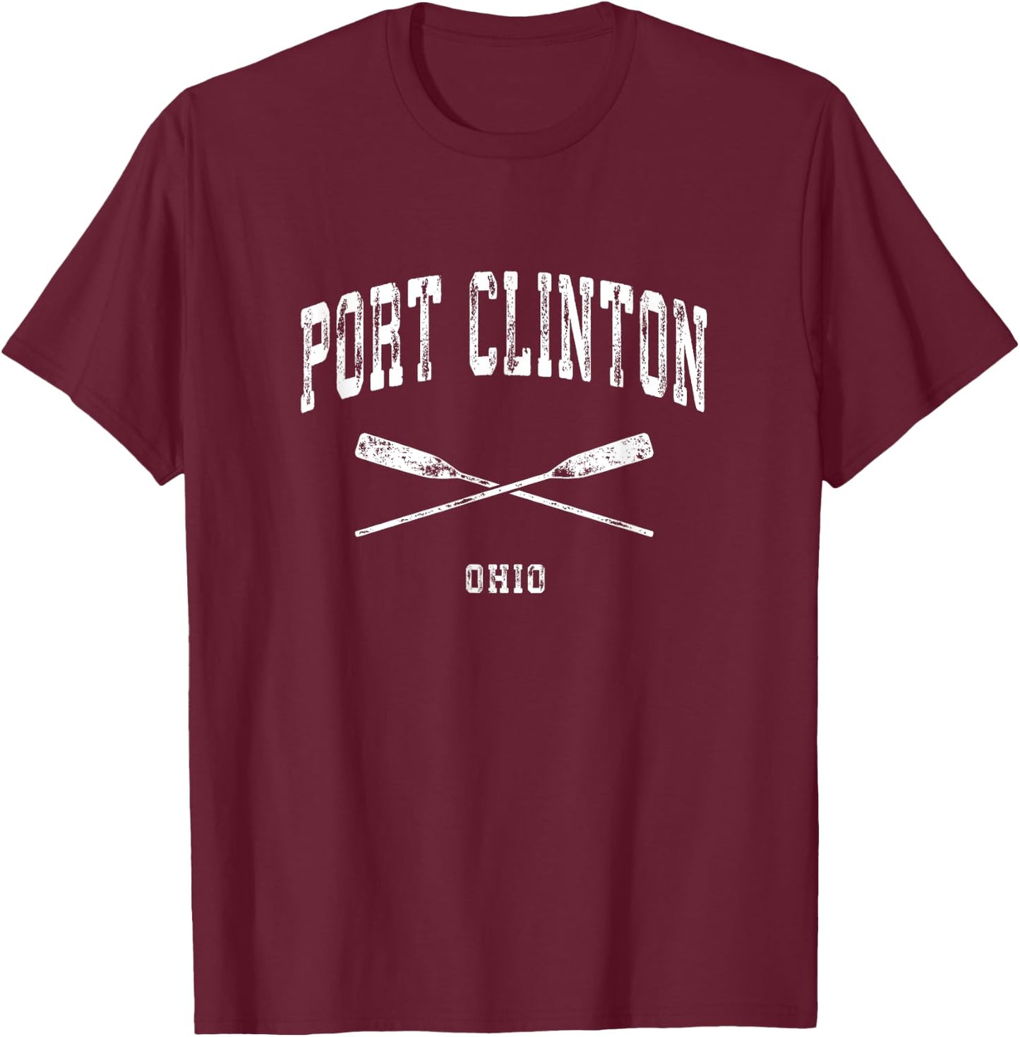 Port Clinton Ohio Vintage Nautical Crossed Oars T-Shirt - T-Shirt | Maroon