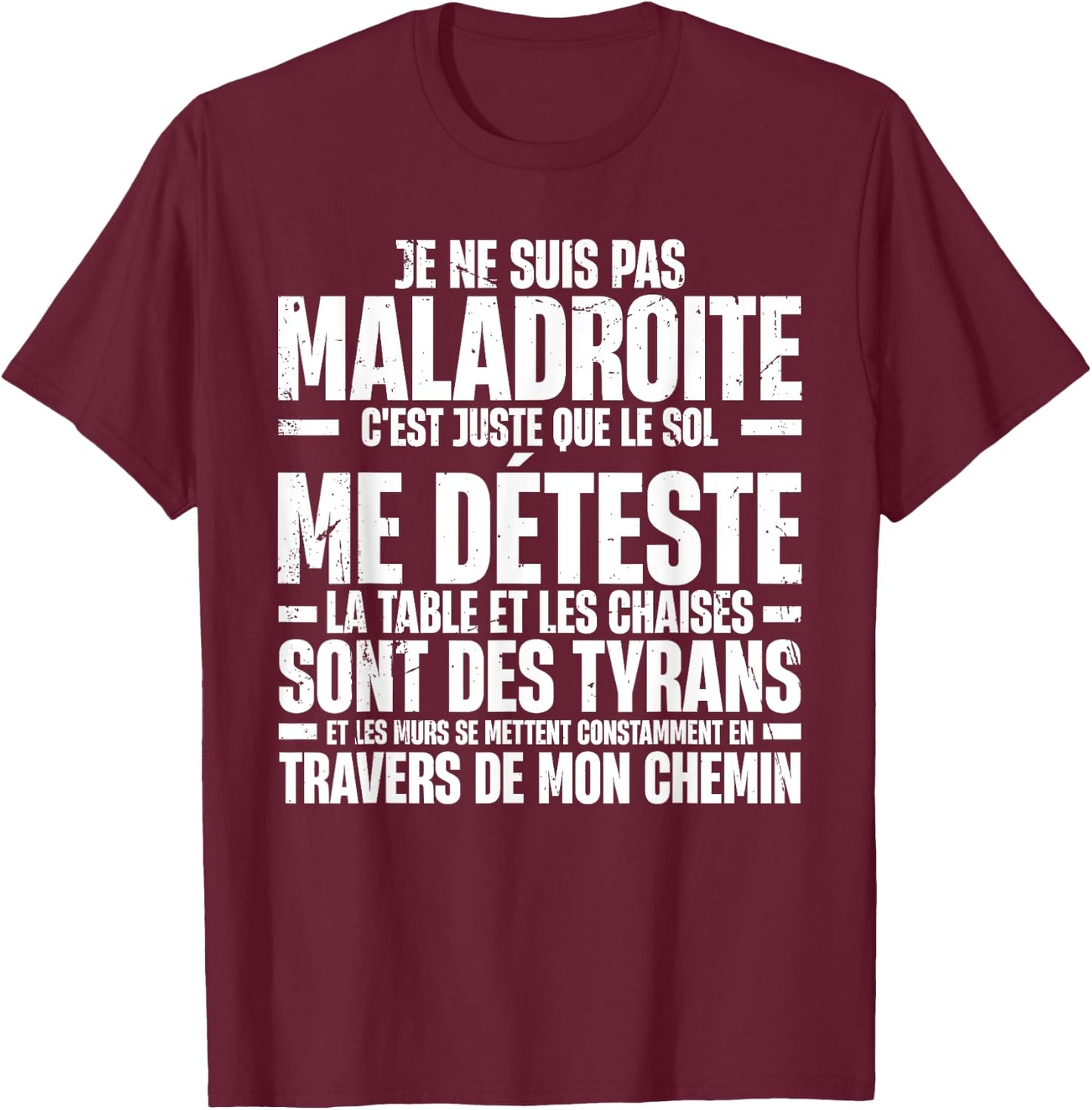 Funny Je Ne Suis Pas Awkward Funny Sarcastic , Black, S T-Shirt - T-Shirt | Maroon