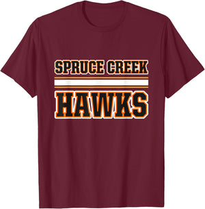 Spruce Creek Hawks Horizontal Stripes T-Shirt - T-Shirt | Maroon