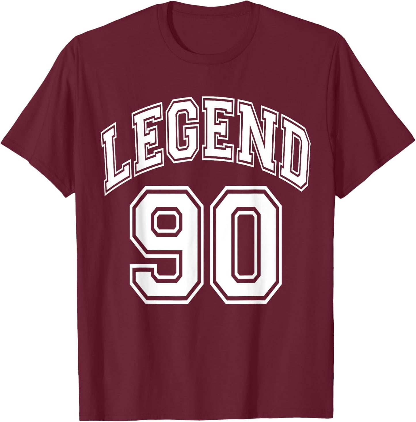Legend 90 Number Varsity Team - 90th Birthday & 90 Years Old T-Shirt - T-Shirt | Maroon