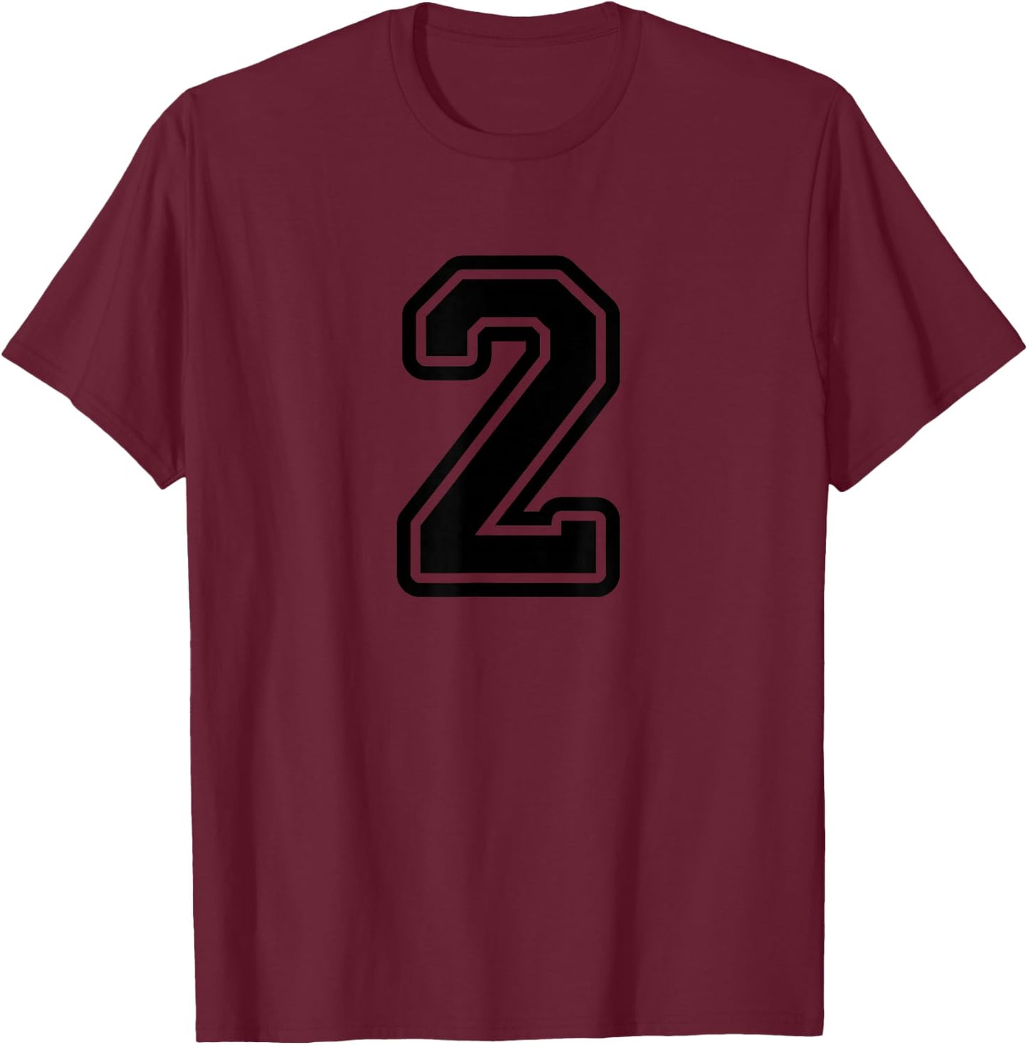 Black Sports Team Number #2 T-Shirt - T-Shirt | Maroon