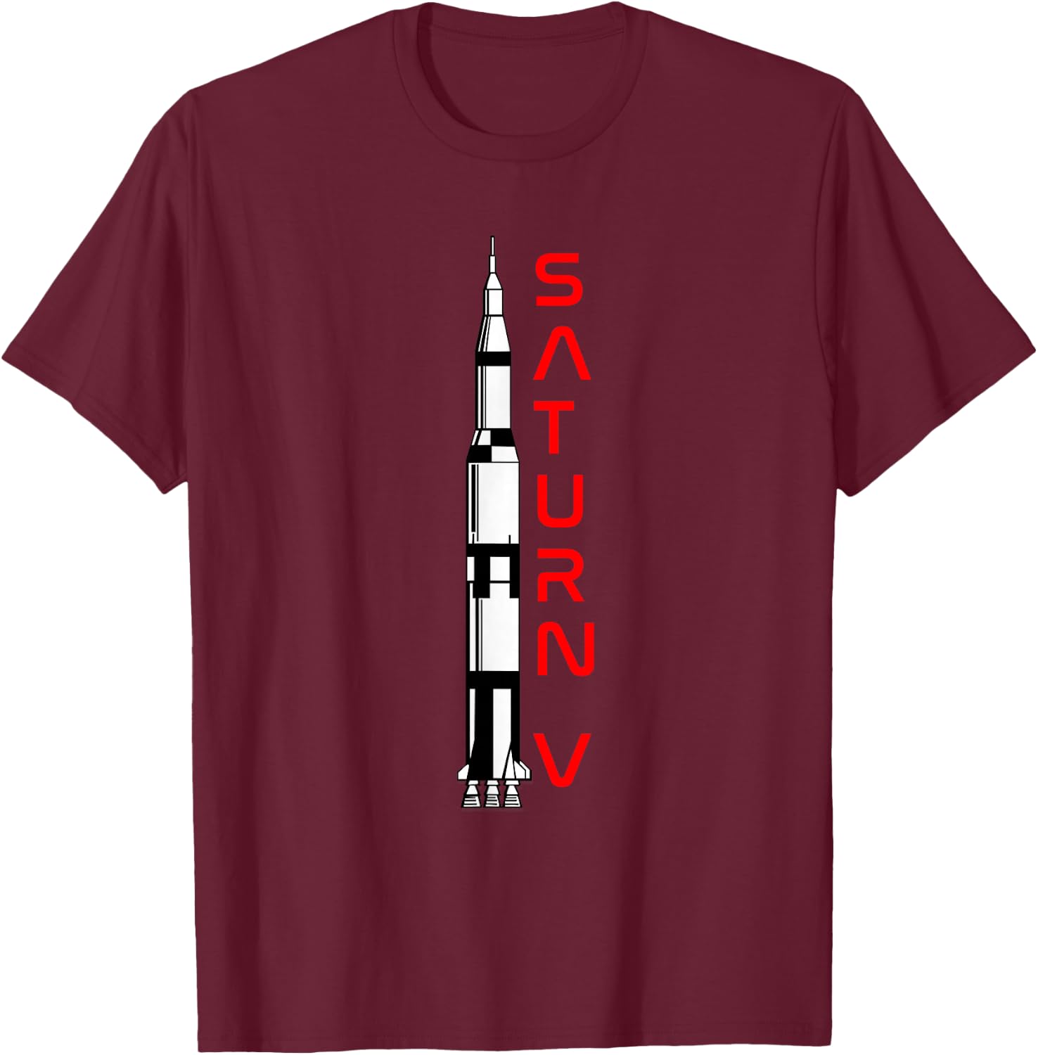 Apollo 11 Saturn V Moon Rocket Space T-Shirt - T-Shirt | Maroon