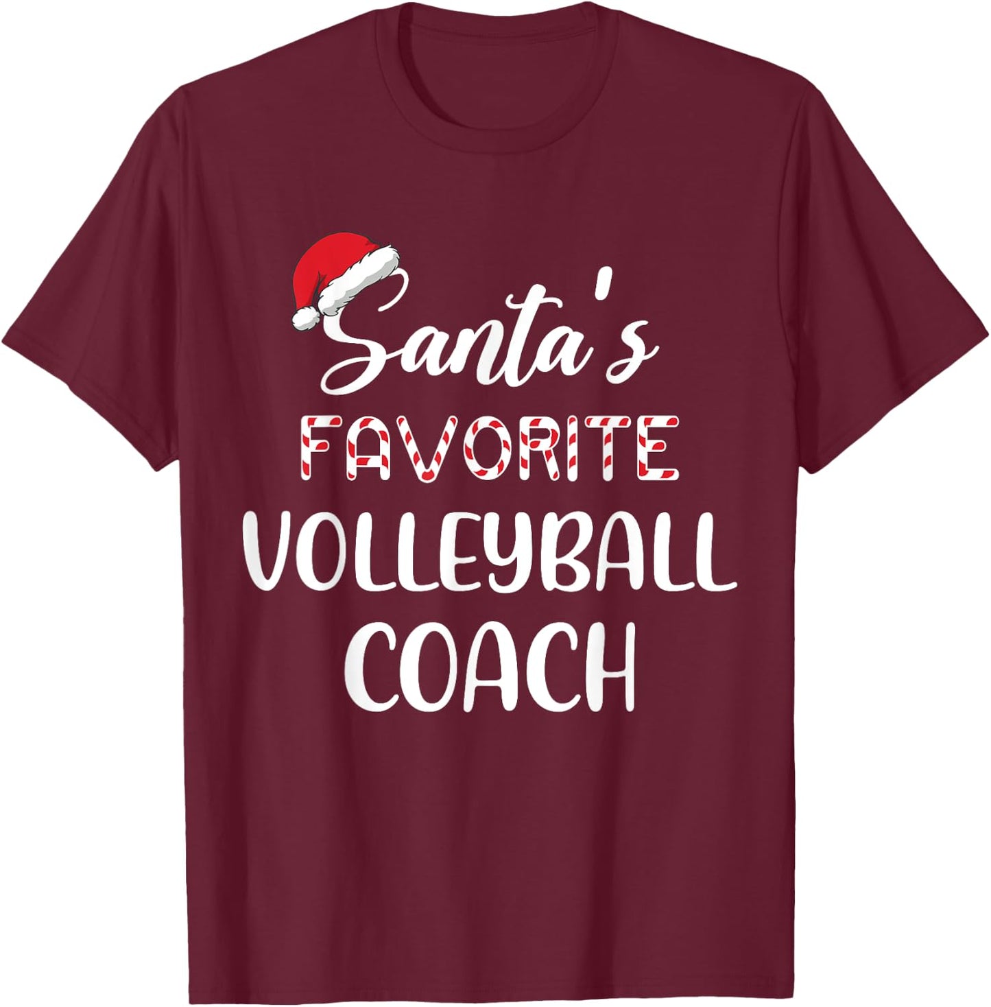 Santa's Favorite Volleyball Coach Pajama Christmas Funny T-Shirt - T-Shirt | Maroon