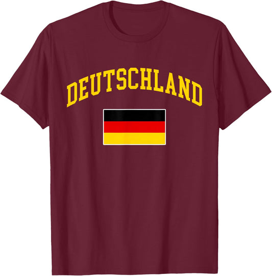 Deutschland German Flag Retro Vintage Classic Graphic T-Shirt - T-Shirt | Maroon