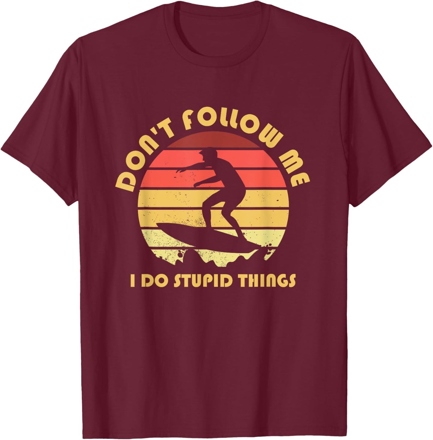 Surfer Retro Vintage Stunts Surfing Surf Surfboard Sea Gift T-Shirt - T-Shirt | Maroon