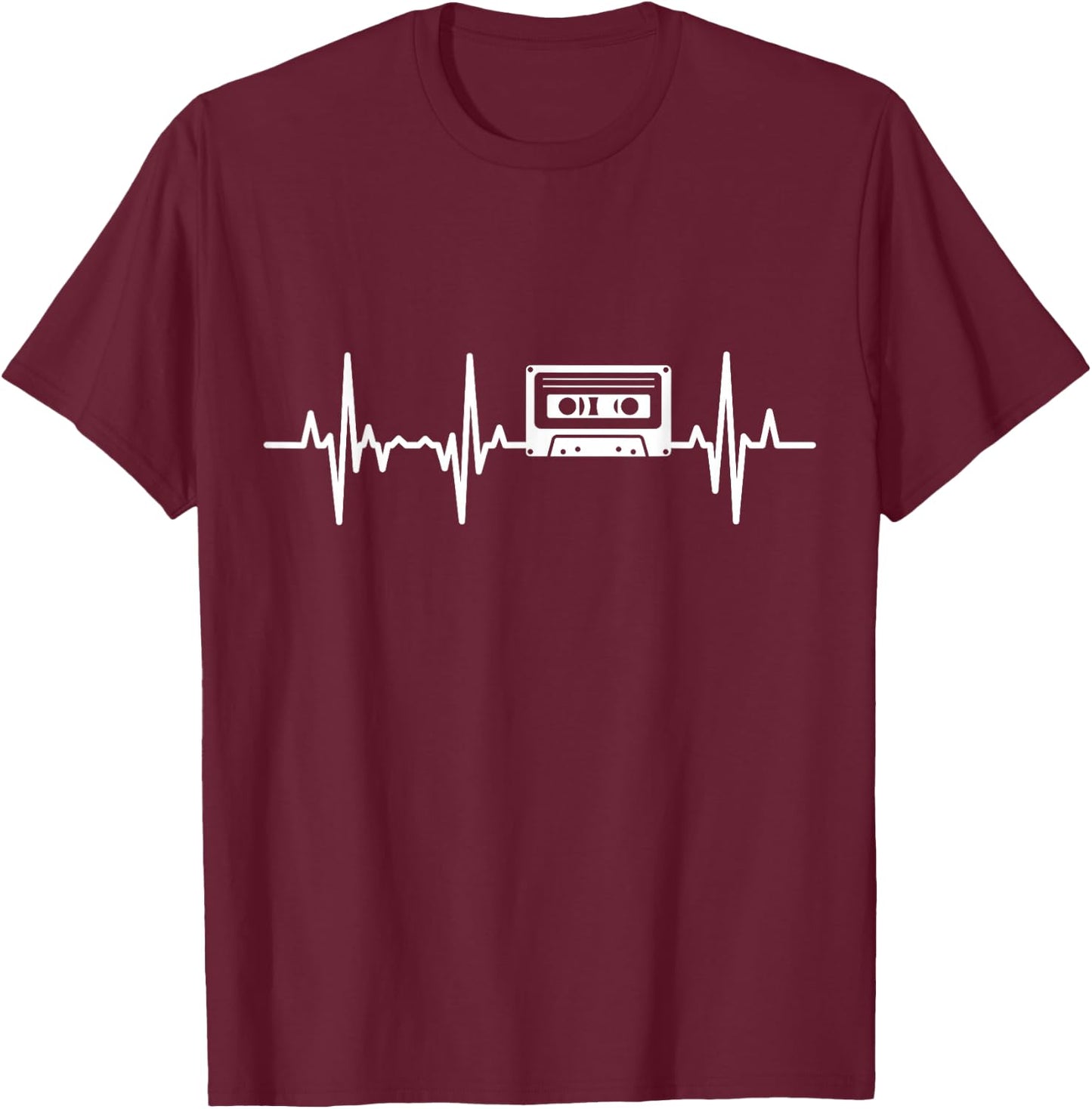 Cassette Tape Heart Rate Vintage Vaporwave T-Shirt - T-Shirt | Maroon