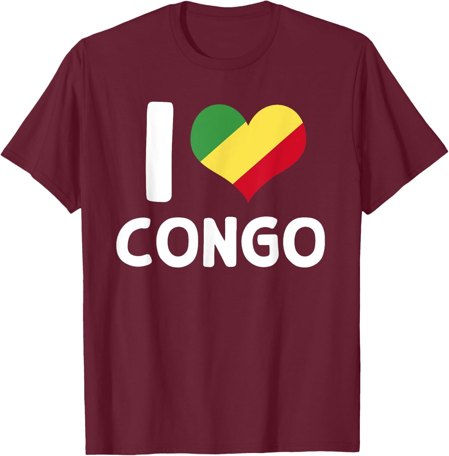 I Love Congo Flag Porter Brazzaville Africa , Black, S T-Shirt - T-Shirt | Maroon