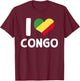 I Love Congo Flag Porter Brazzaville Africa , Black, S T-Shirt - T-Shirt | Maroon