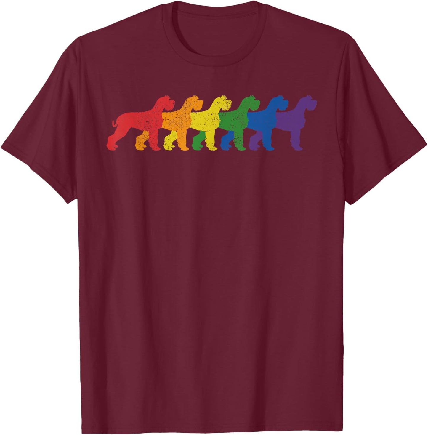 Schnauzer Dog Gay Pride LGBTQ Supporter Rainbow Ally T-Shirt - T-Shirt | Maroon