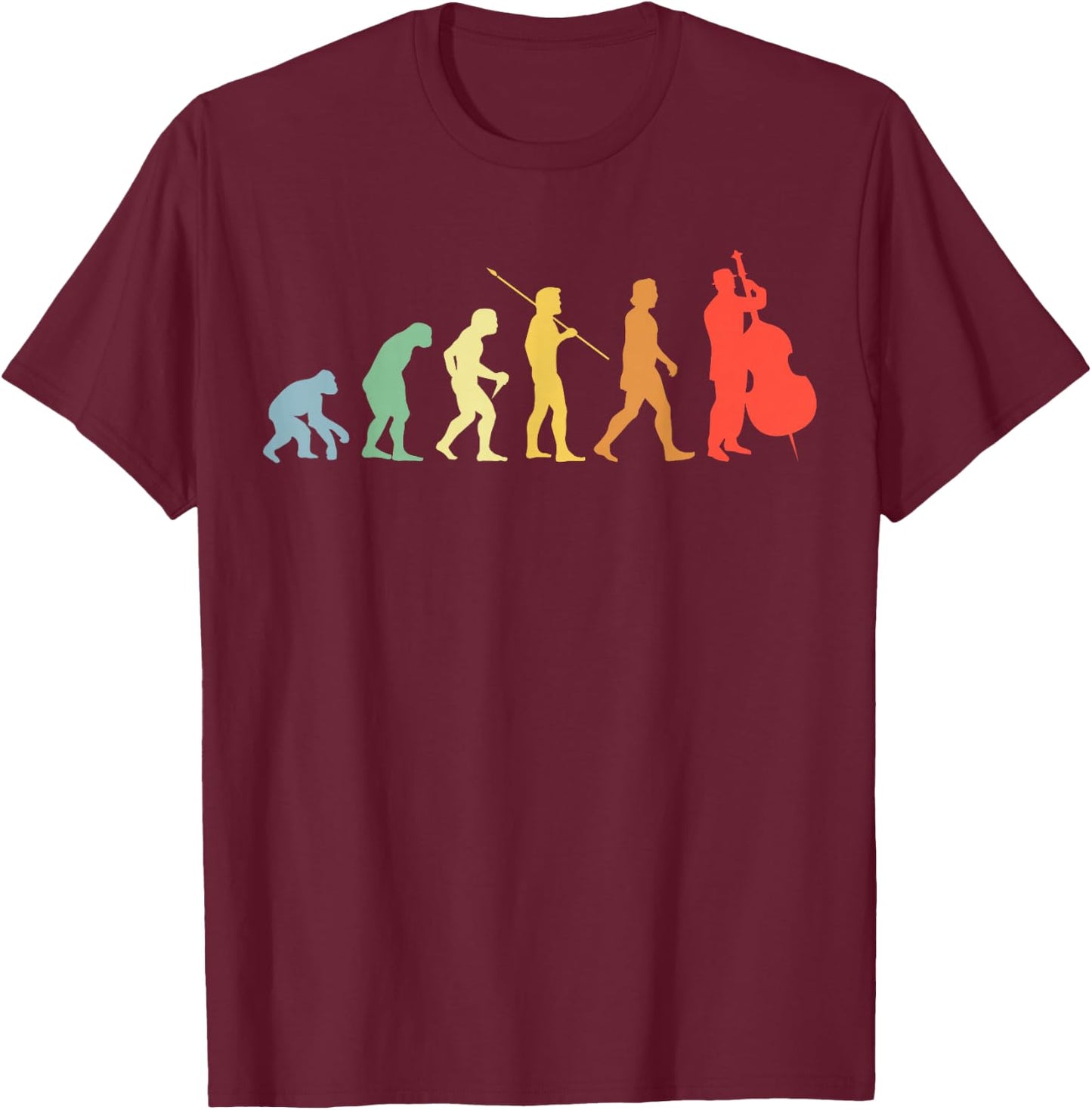 Double Bass Evolution Retro Chello Double Bass Player T-Shirt - T-Shirt | Maroon