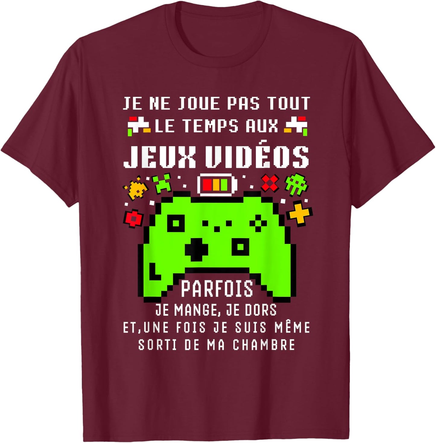 Funny Gamer Teen Video Games Gift Gamer Christmas Funny , Black, S T-Shirt - T-Shirt | Maroon
