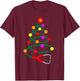 Nurse Christmas Tree Stethoscope Nurses Xmas Scrub Top T-Shirt - T-Shirt | Maroon