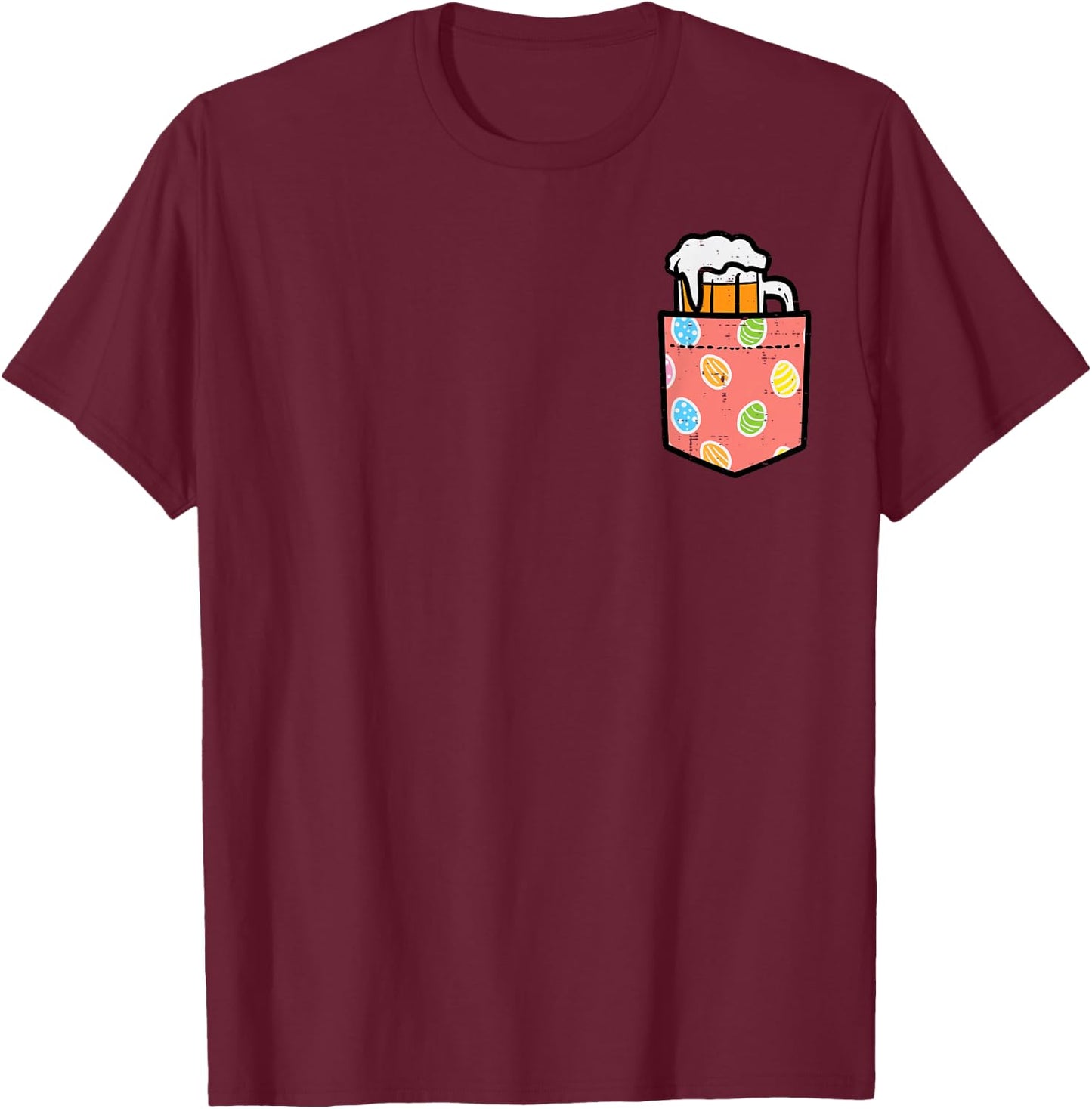 Happy Easter Mug Eggs Pocket Funny Hoppy Dad Team Men Women T-Shirt - T-Shirt | Maroon