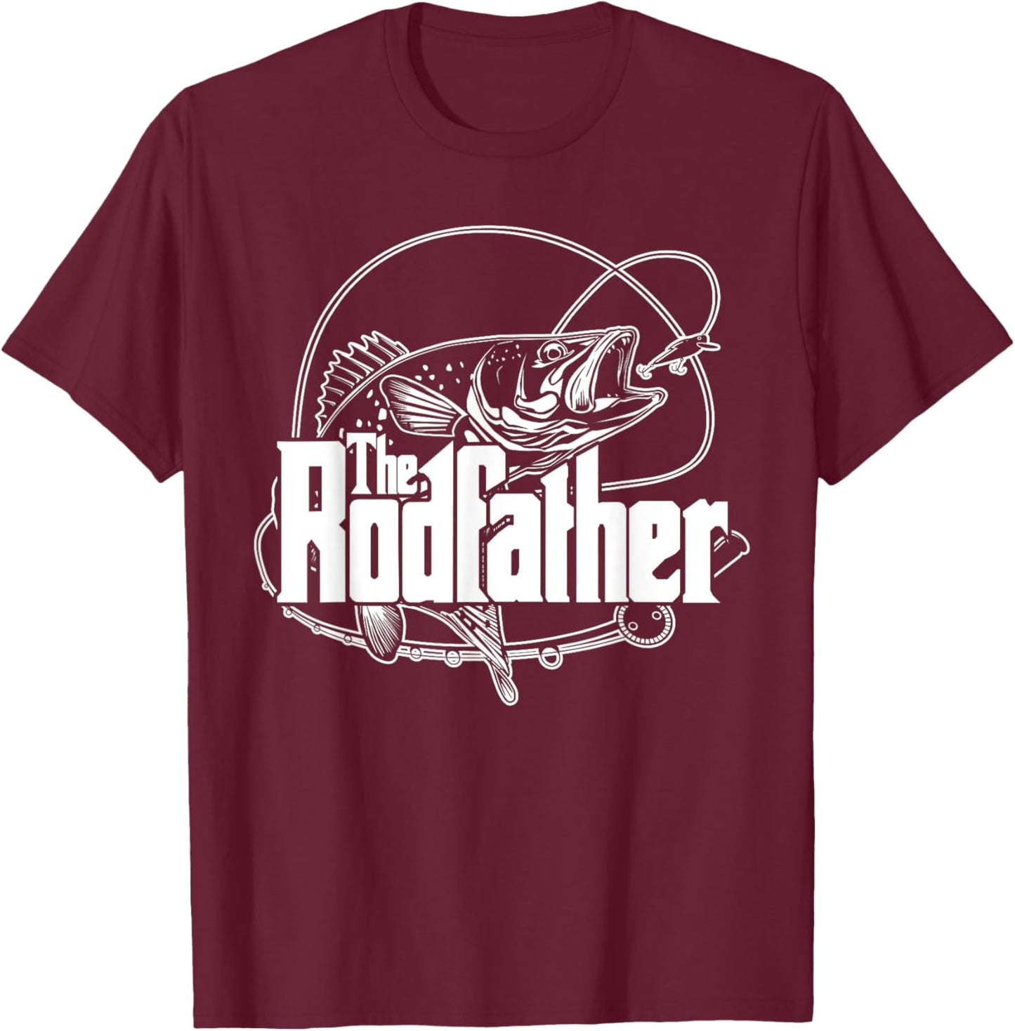 The Rodfather T Shirt - Funny Parody Fishing Gifts T-Shirt - T-Shirt | Maroon