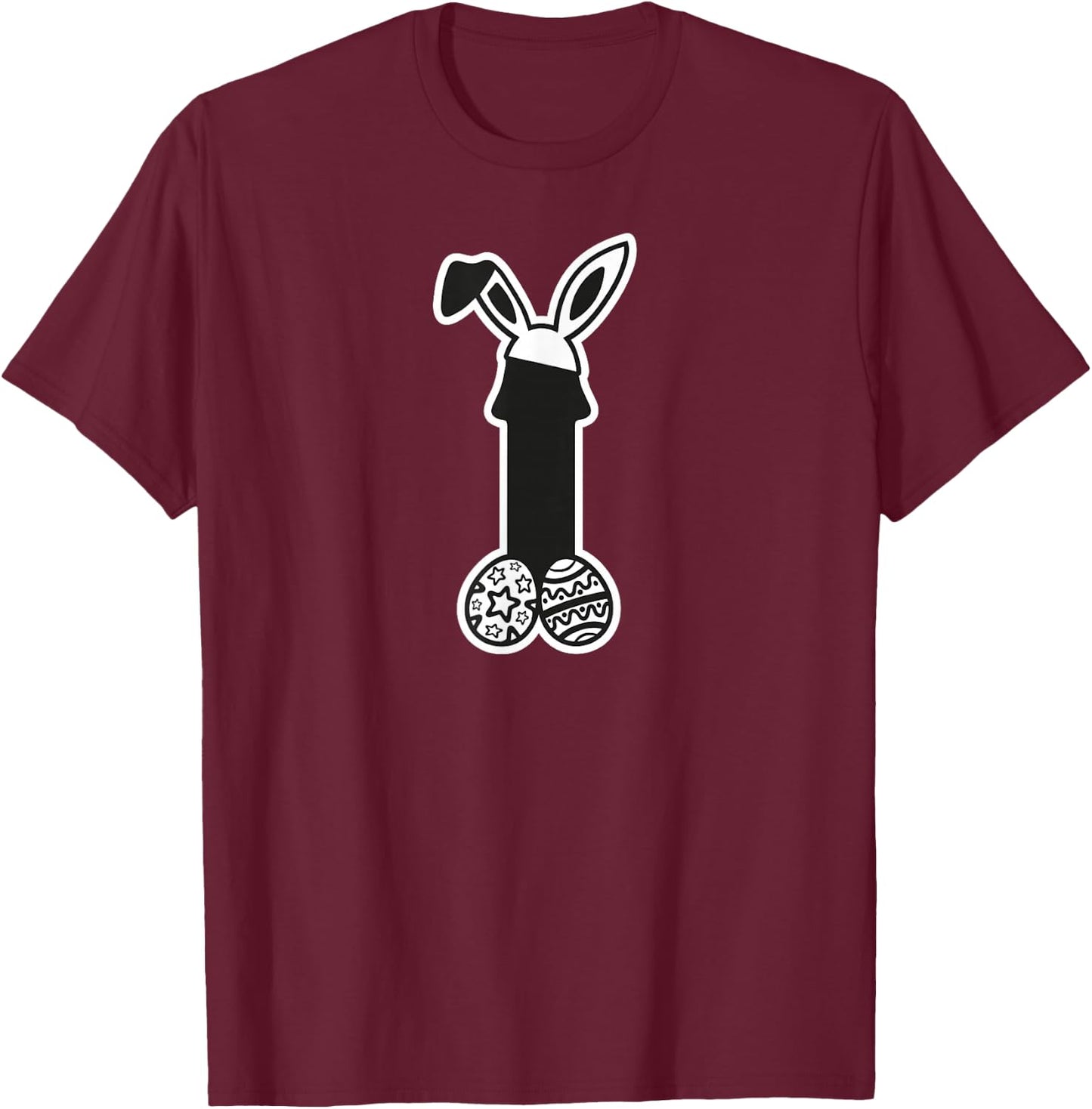 Funny bunny ears with Easter eggs T-Shirt - T-Shirt | Maroon