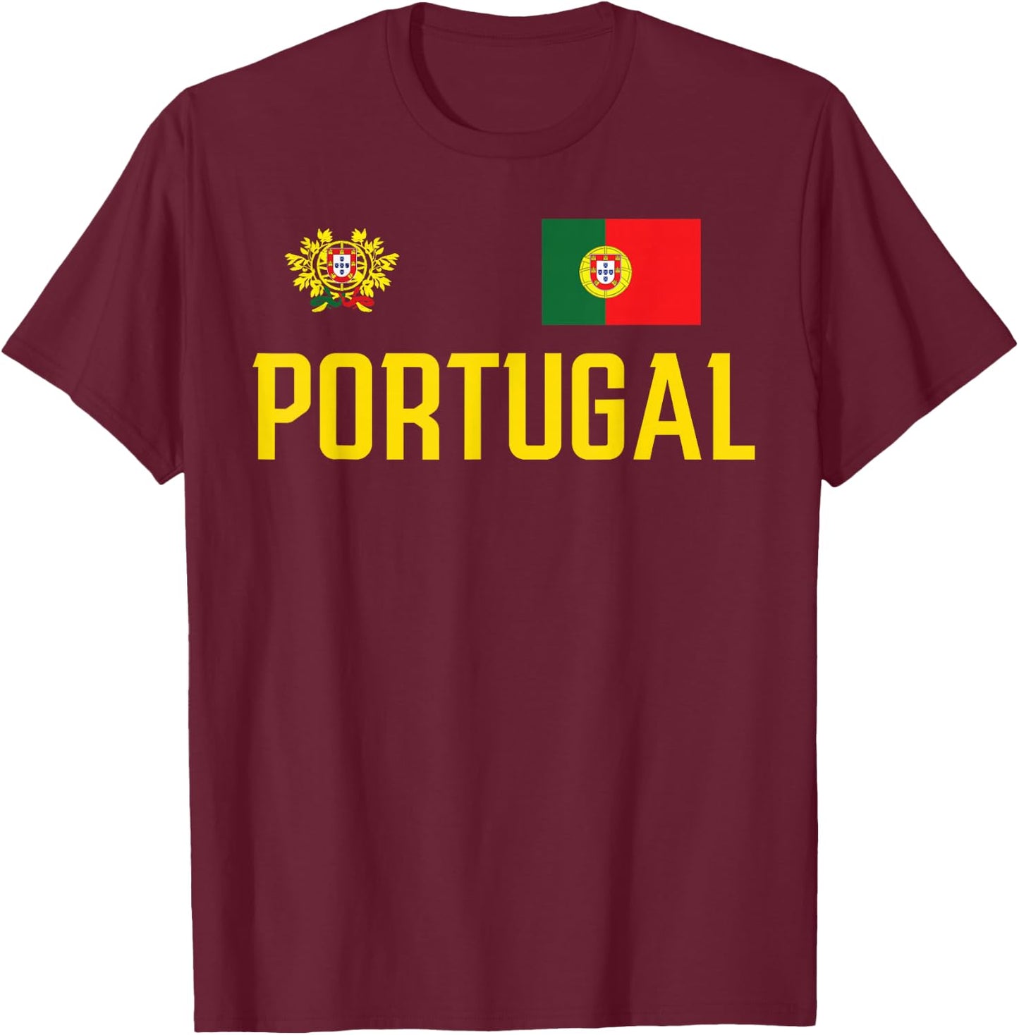 Portugal Flag Portuguese Football Soccer Fan Men Women Kids T-Shirt - T-Shirt | Maroon