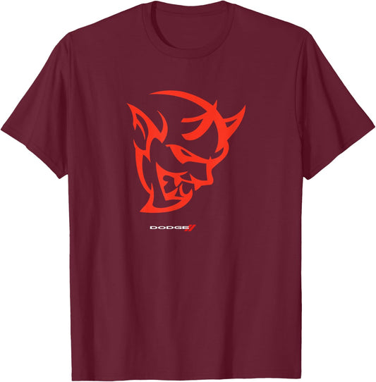 Dodge Demon Logo , Black, S T-Shirt - T-Shirt | Maroon