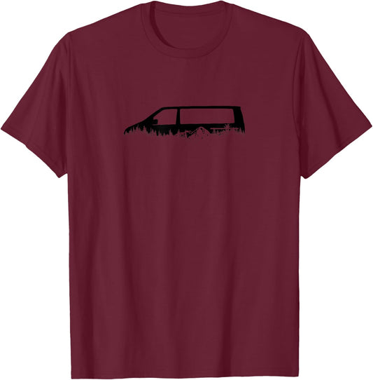 4x4 Offroad Camping T6 Außensilhouette Natur Camping 4wd T-Shirt - T-Shirt | Maroon