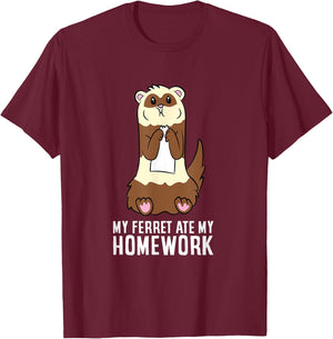 My Ferret Ate My Homework School Homework Ferrets T-Shirt - T-Shirt | Maroon