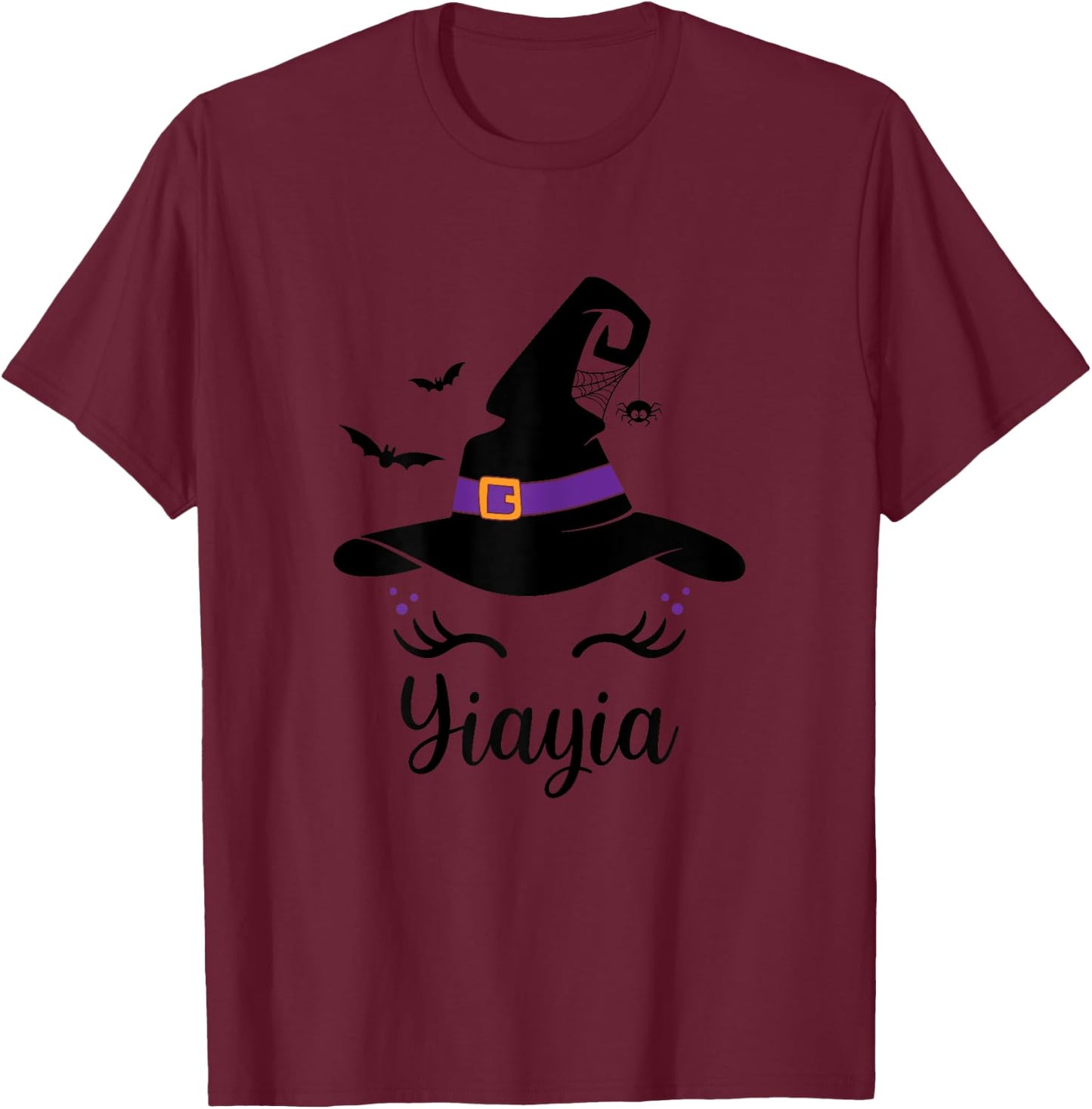 Unicorn Design With Halloween Witch Hat Yiayia Halloween T-Shirt - T-Shirt | Maroon