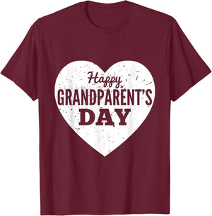Heart Happy Grand Parents Day Grandma Grandpa T-Shirt - T-Shirt | Maroon