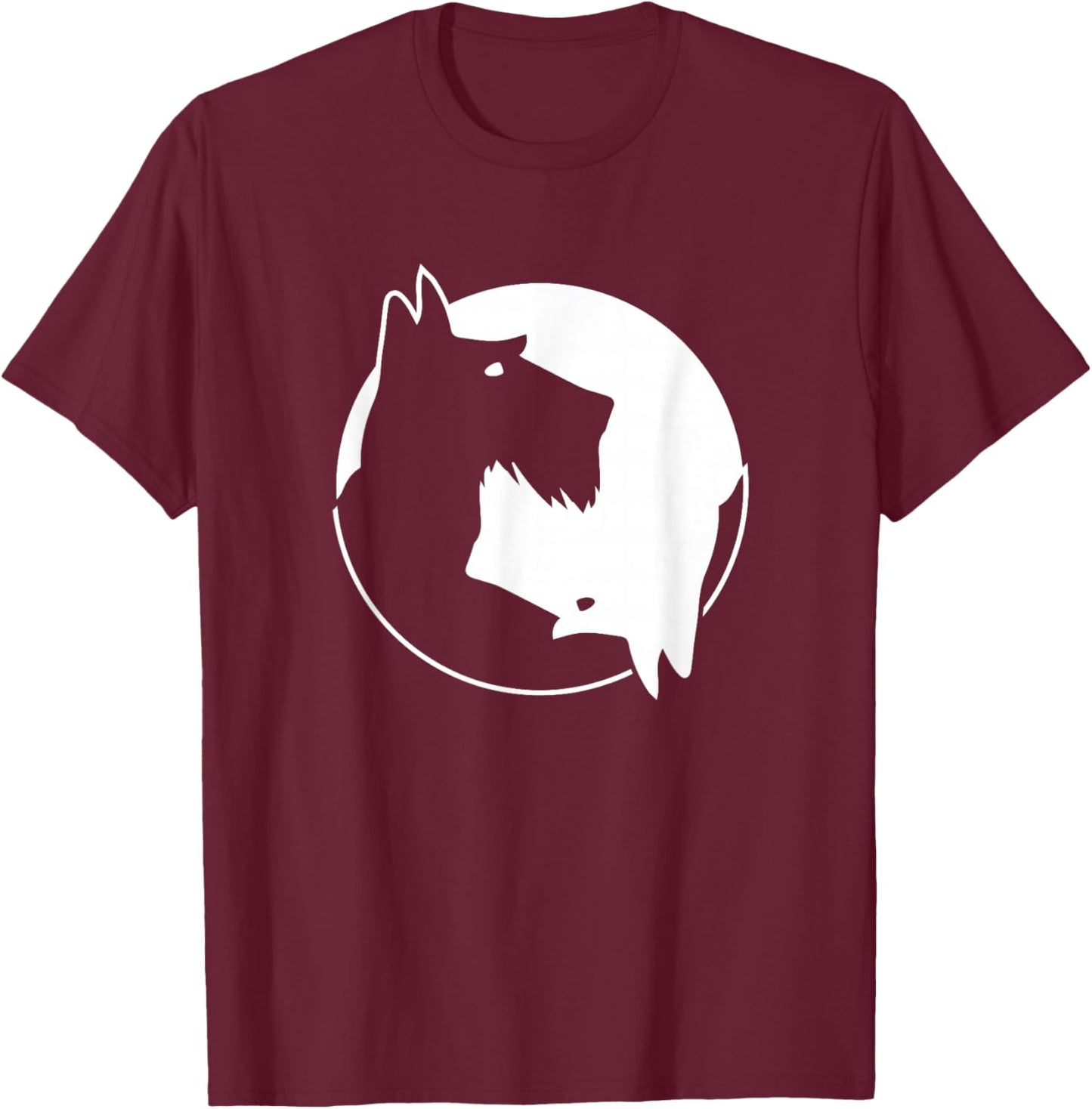 Cool Yin Yang Dog Shirt - Cute Scottish Terrier - White T-Shirt - T-Shirt | Maroon
