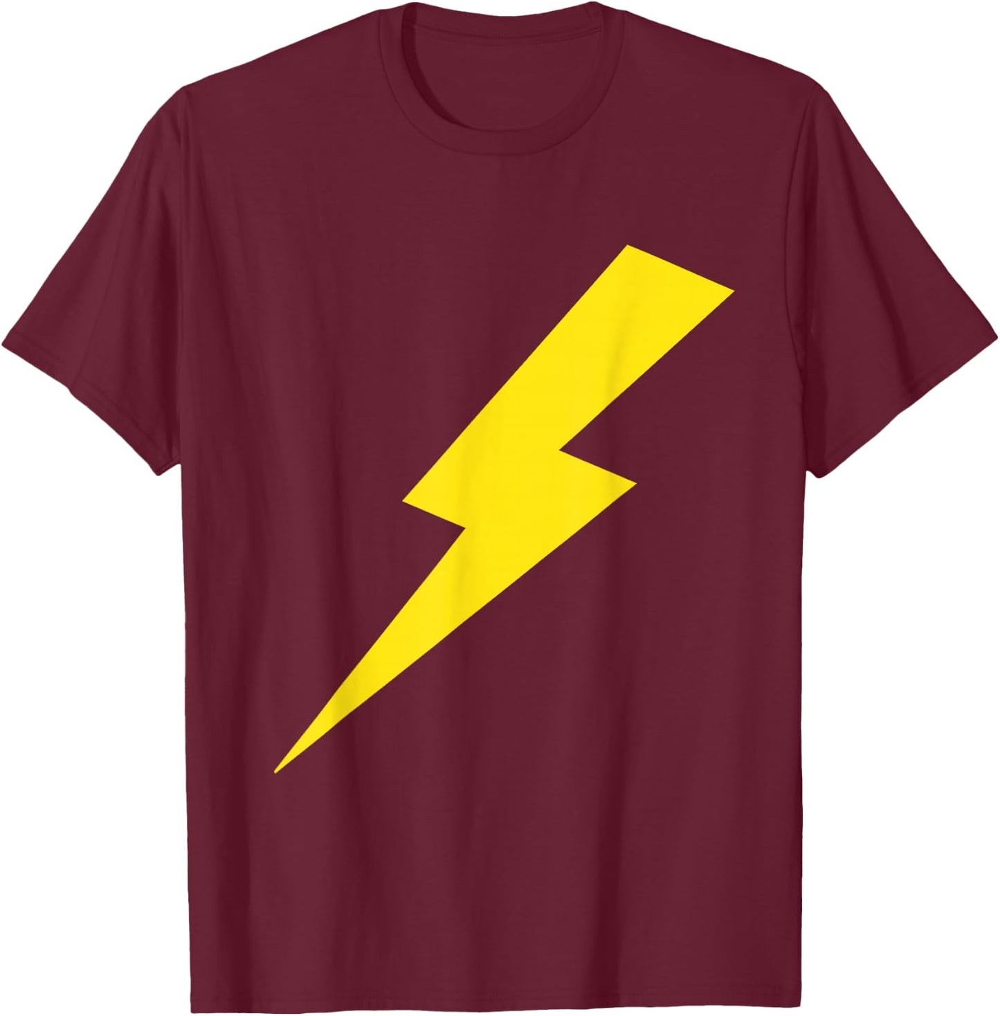 Lightning Bolt Yellow Print T-Shirt - T-Shirt | Maroon