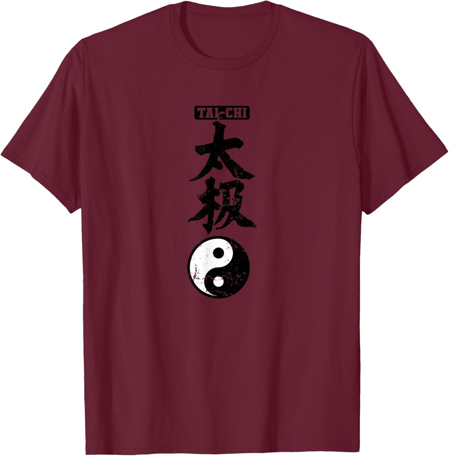 Tai Chi Chinesische Schriftzeichen Yin Yang T-Shirt - T-Shirt | Maroon