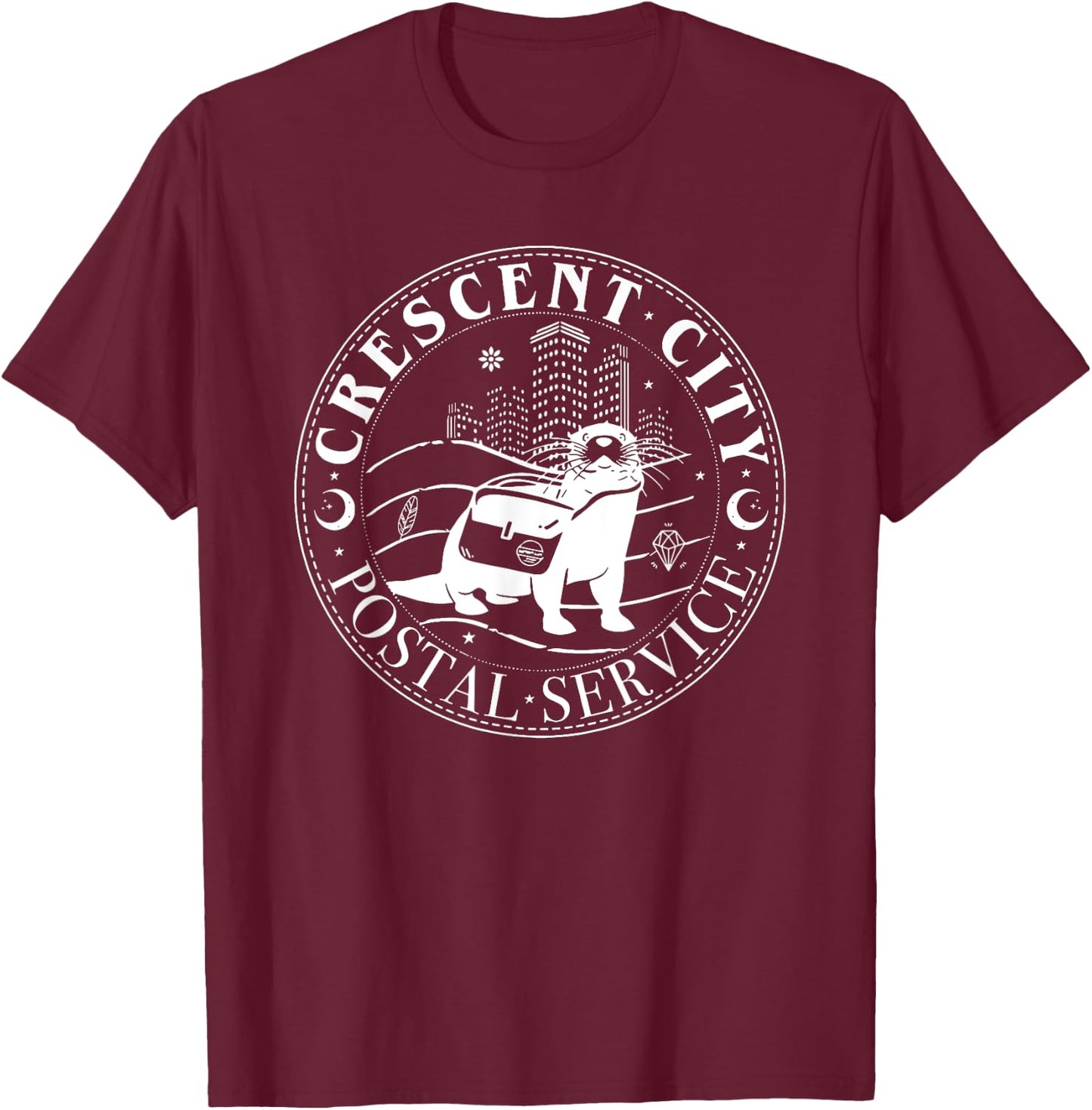 Crescent City Postal Service, Funny Crescent City Otter T-Shirt - T-Shirt | Maroon