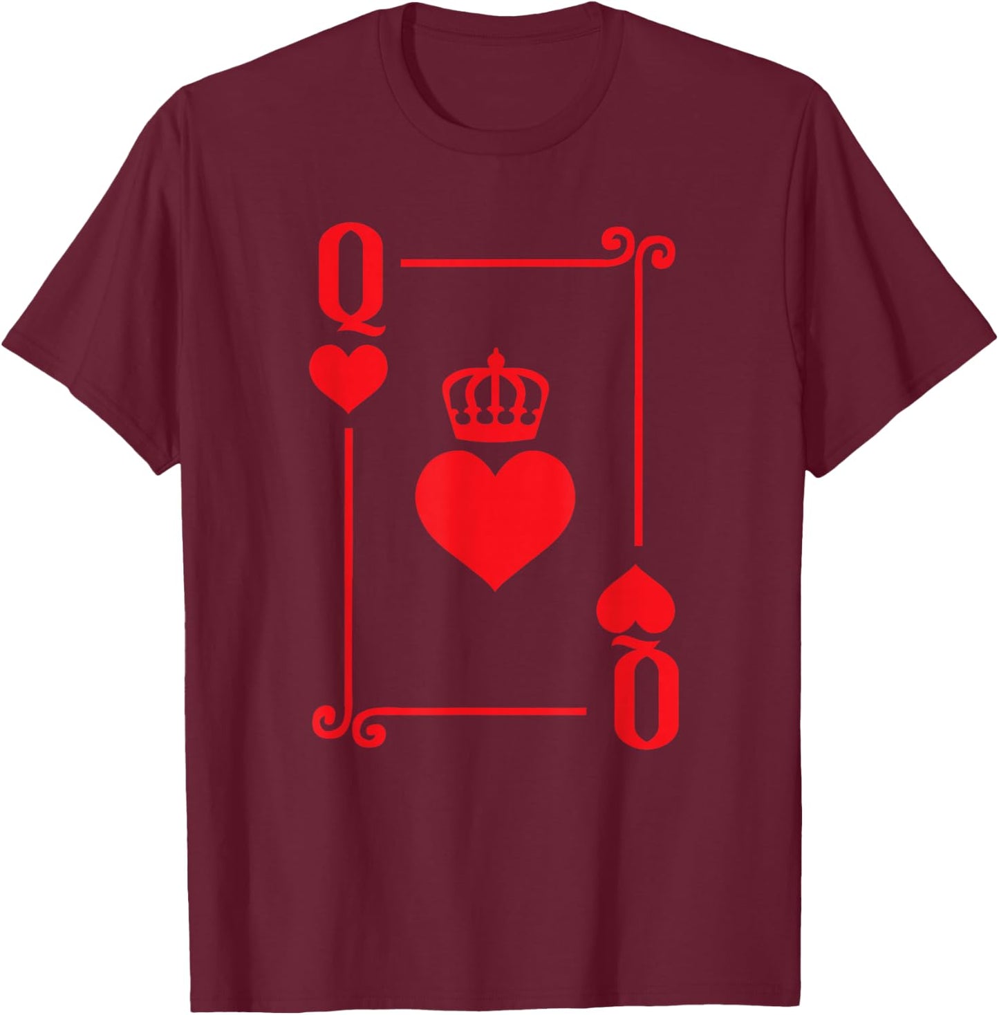 Playing Cards Costume - Queen Hearts Card - Queen Card T-Shirt - T-Shirt | Maroon