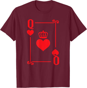 Playing Cards Costume - Queen Hearts Card - Queen Card T-Shirt - T-Shirt | Maroon