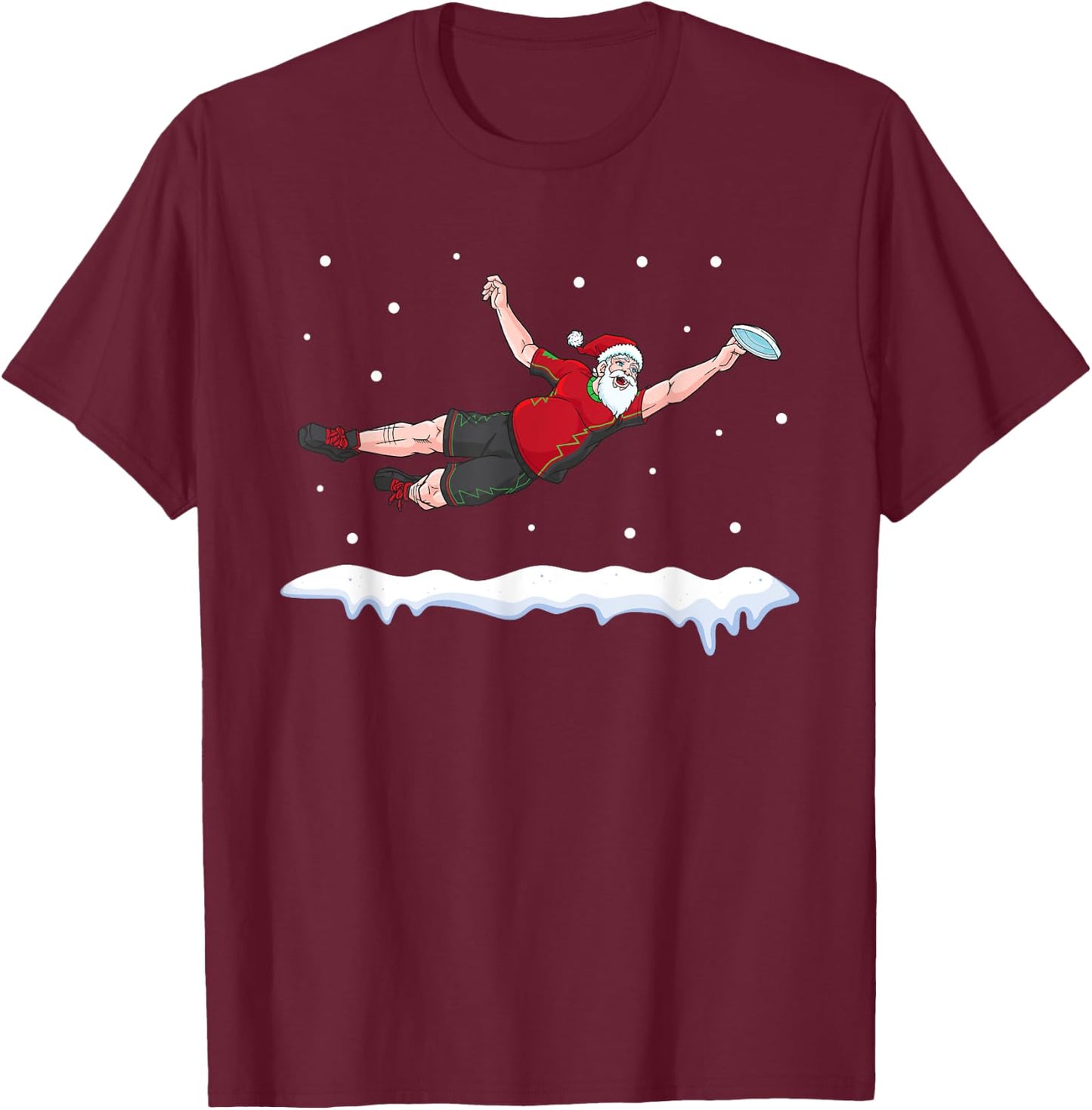 Ultimate Frisbee Santa Claus Sport Disc Golf T-Shirt - T-Shirt | Maroon