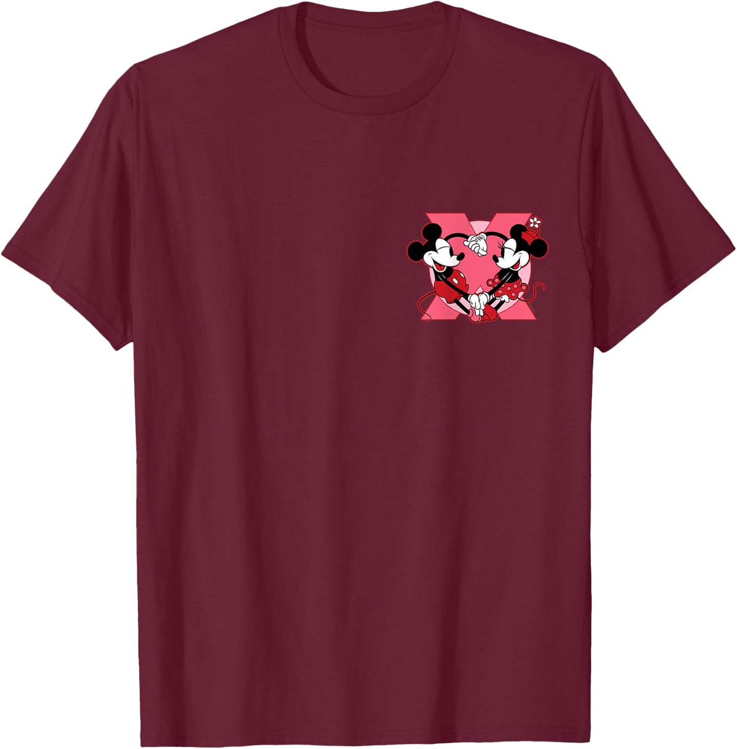 Disney Mickey & Minnie Mouse XO Couples Valentine’s Day Love T-Shirt - T-Shirt | Maroon