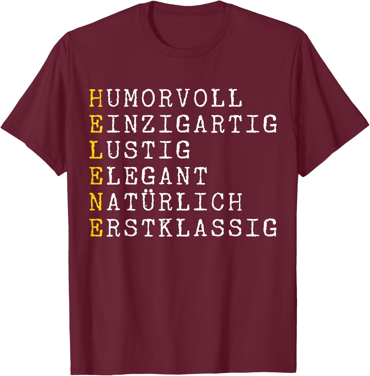 CQ Name Helene Design für Damen und Herren, Helene Adjektive Personalisiert, Helene Name Frau, Schwarz, Buchstabenmuster, , Klein, Crew-Ausschnitt, Kurzarm, Damen, Frauen, Party T-Shirt - T-Shirt | Maroon