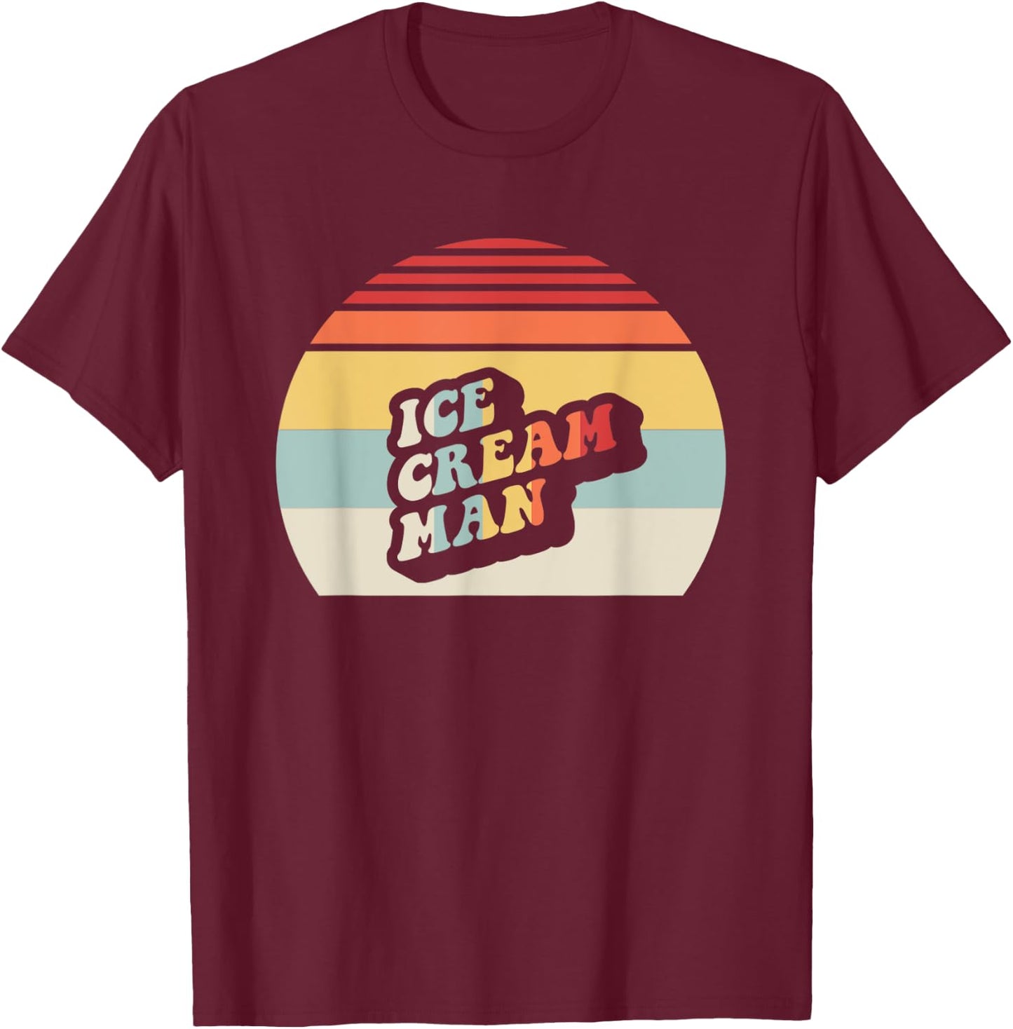 Ice Cream Man Retro Sunset Style T-Shirt - T-Shirt | Maroon