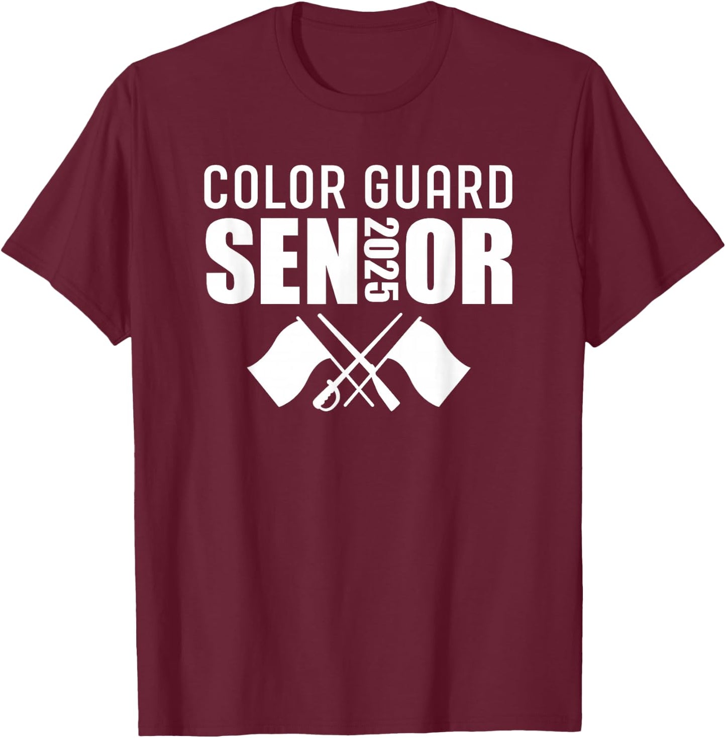 2025 Senior Color Guard Class of 2025 Marching Band Flag T-Shirt - T-Shirt | Maroon