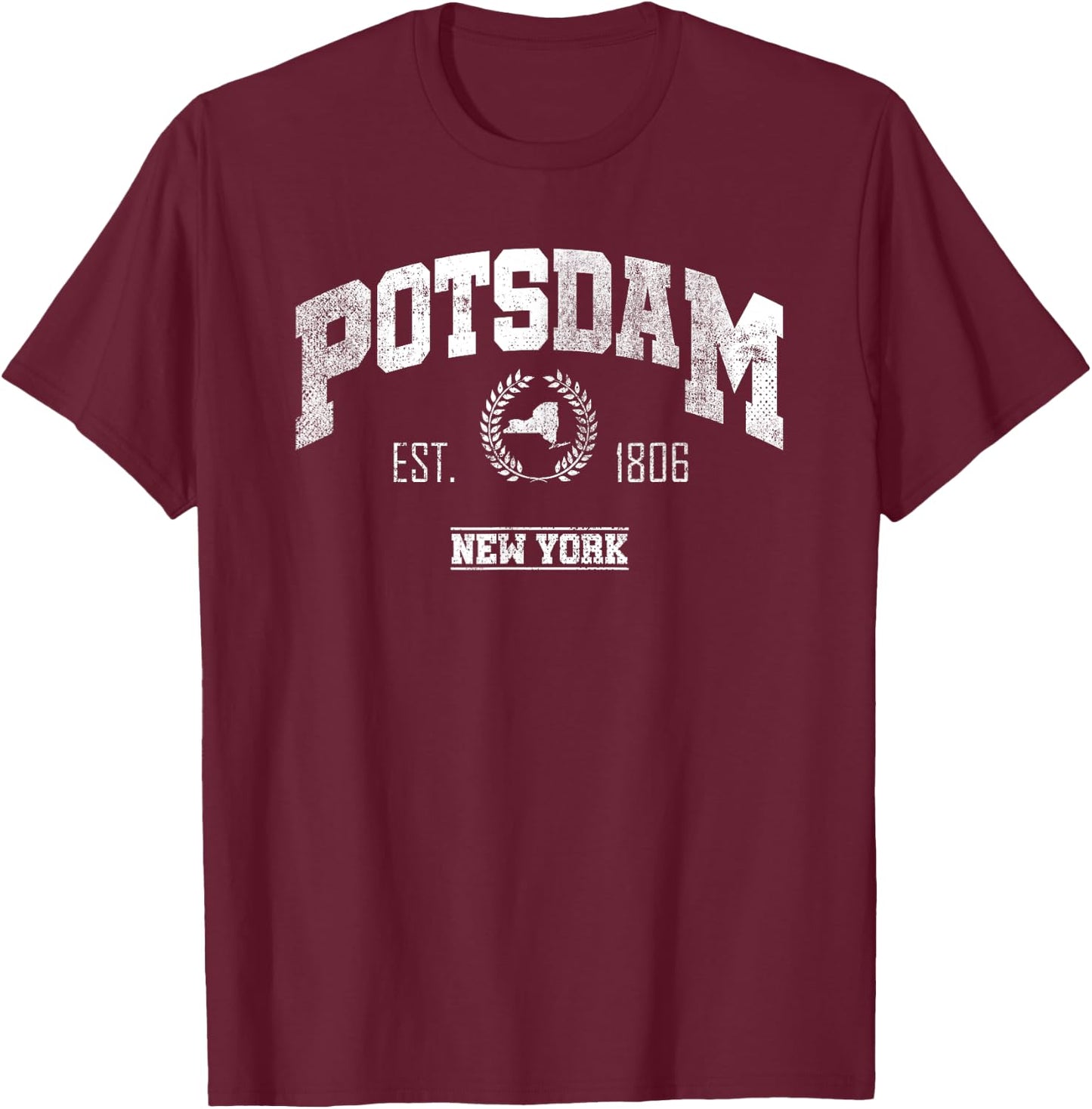 Potsdam NY | New York | Vintage Throwback T-Shirt - T-Shirt | Maroon
