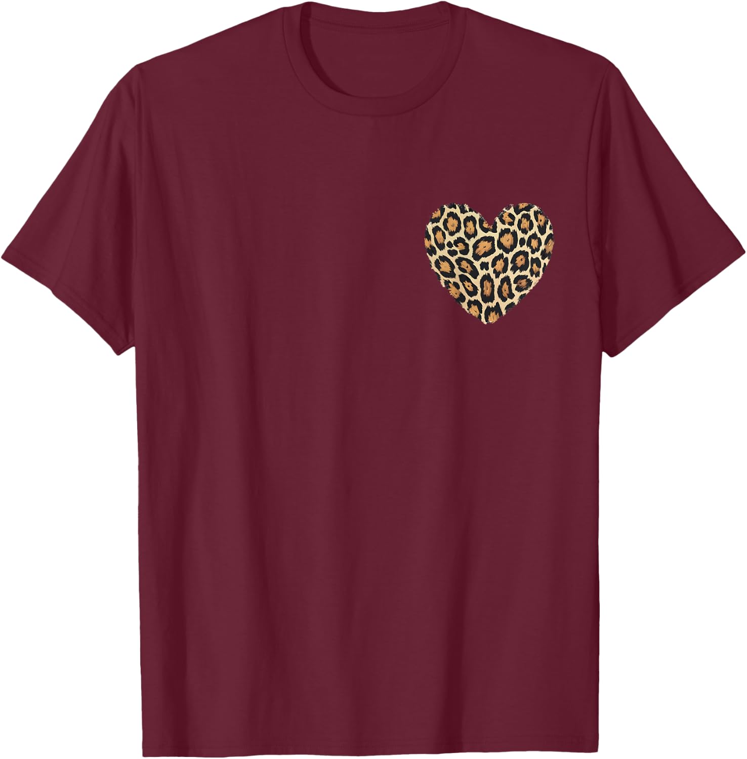 Cheetah Leopard Heart girls animal cool Print T-Shirt - T-Shirt | Maroon