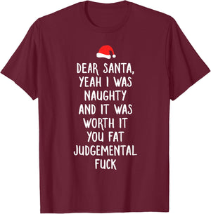 Dear Santa Funny Inappropriate Christmas T-Shirt - T-Shirt | Maroon