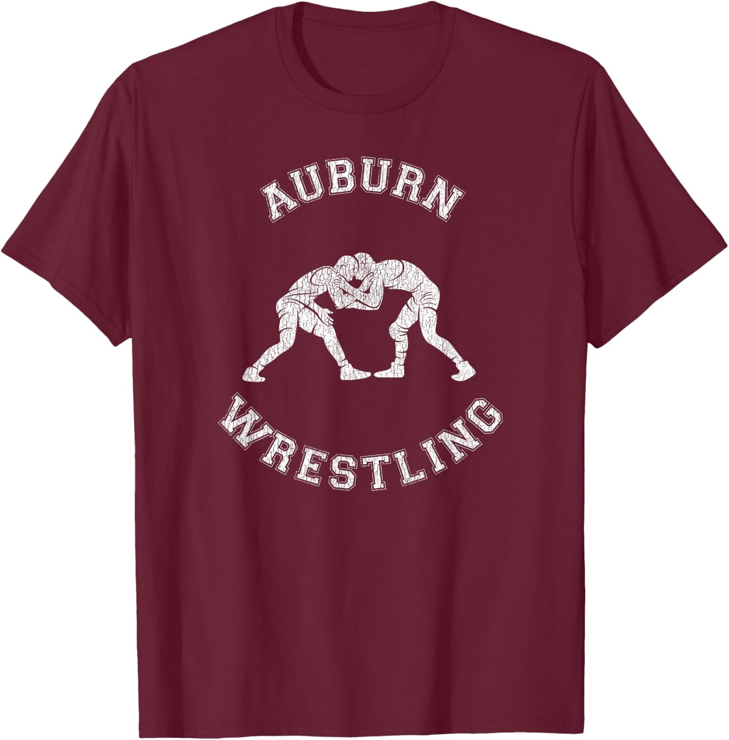 Auburn Wrestling Distressed Retro Wrestler T-Shirt - T-Shirt | Maroon