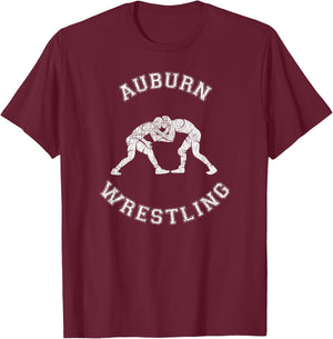 Auburn Wrestling Distressed Retro Wrestler T-Shirt - T-Shirt | Maroon
