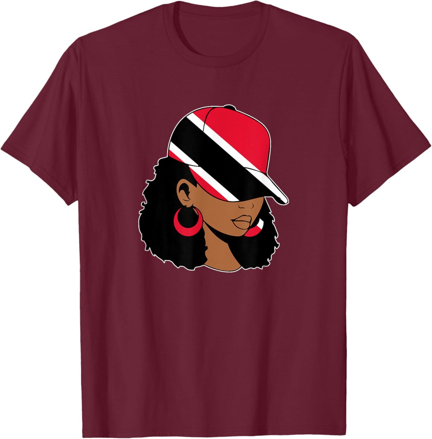 Trinidadian Girl Trini Trinidad and Tobago Flag T-Shirt - T-Shirt | Maroon
